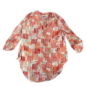 Cato Red and Pink Patterned Tunic Top